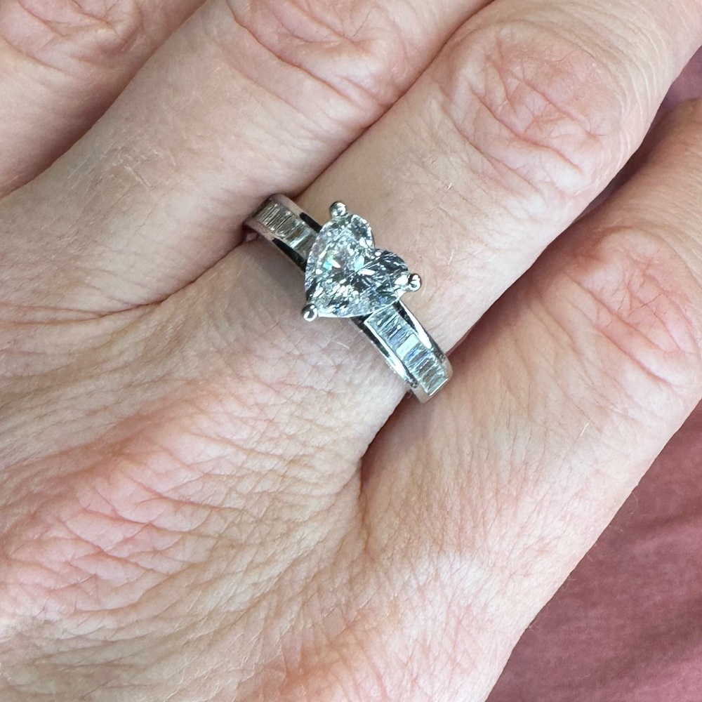Heart shaped cubic zirconia set in sterling, silver with channel cz’s